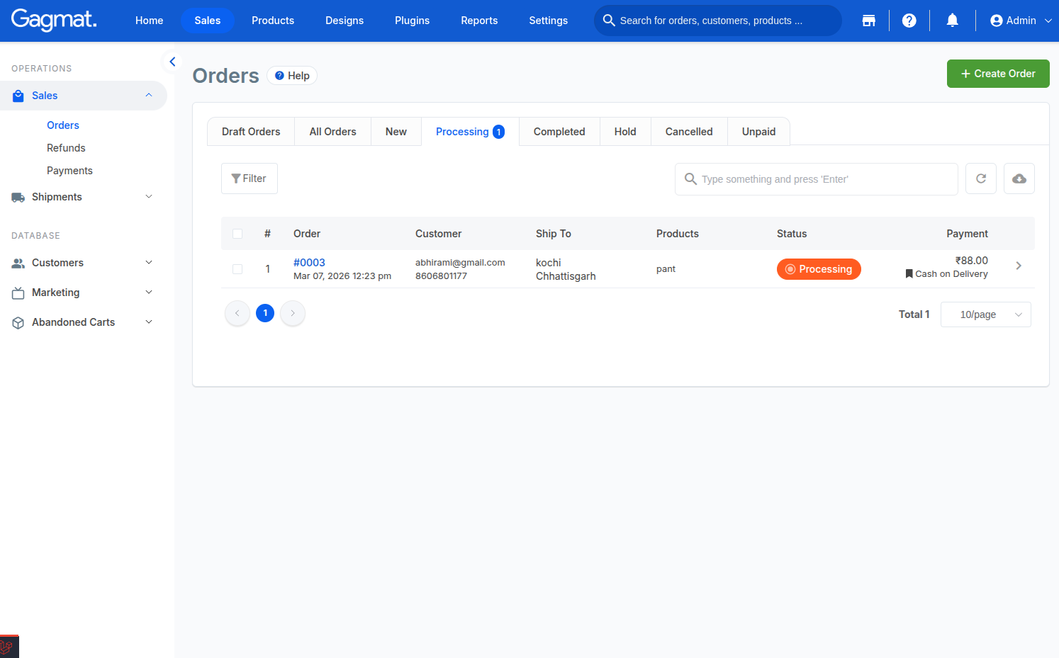 How to create order manually?