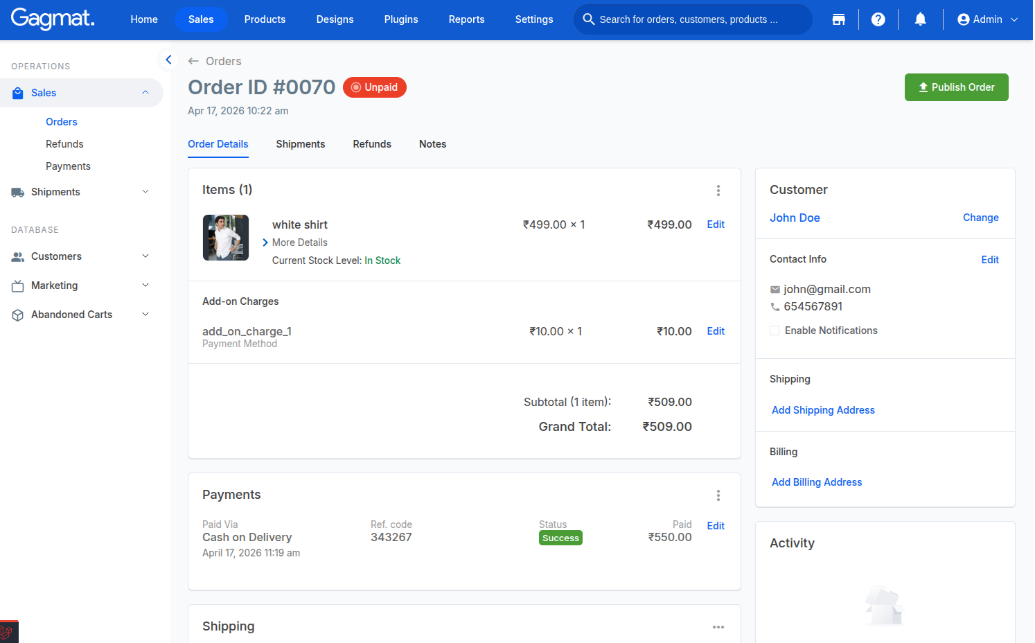 How to create order manually?