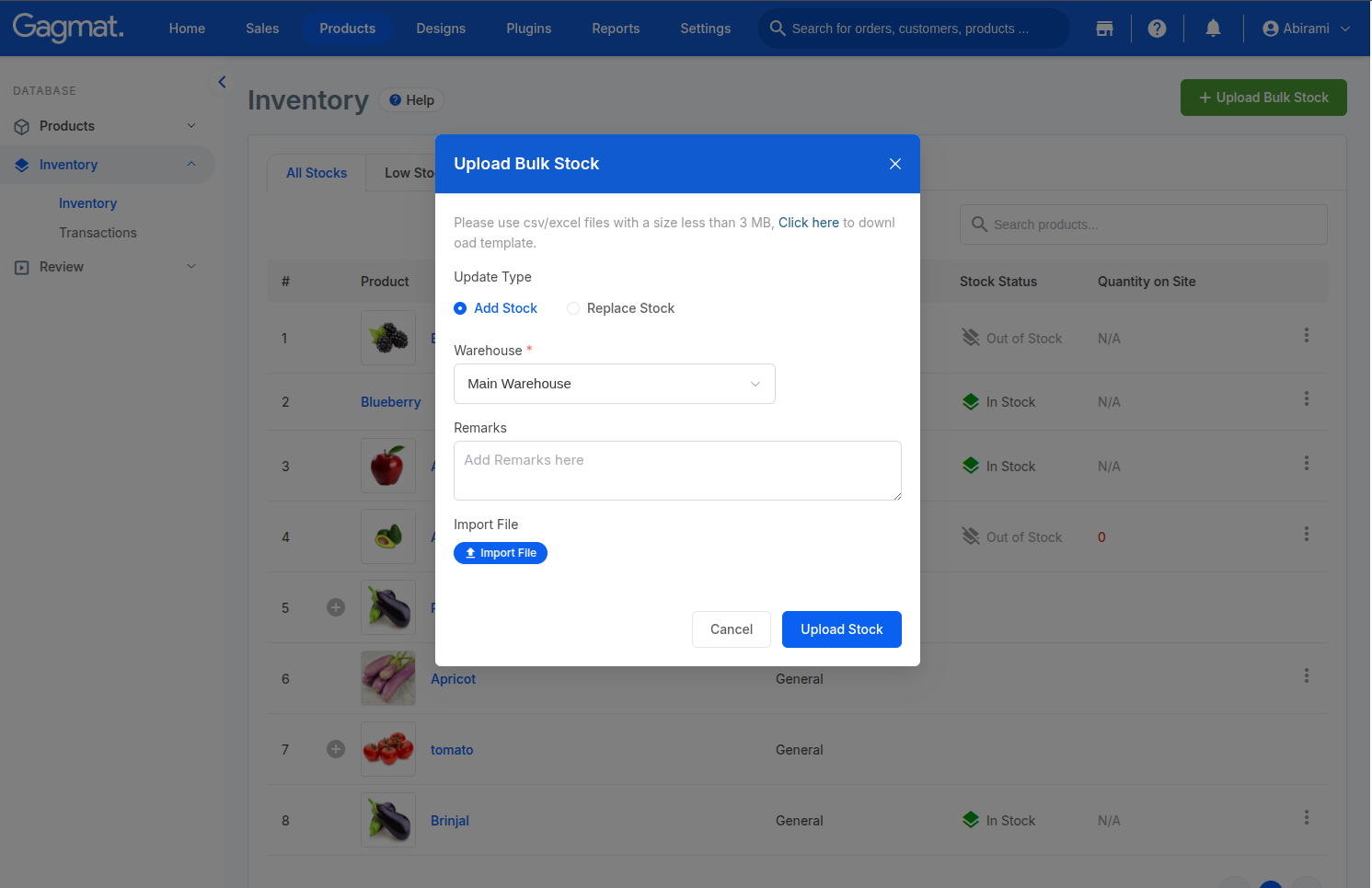 How to bulk update inventory?