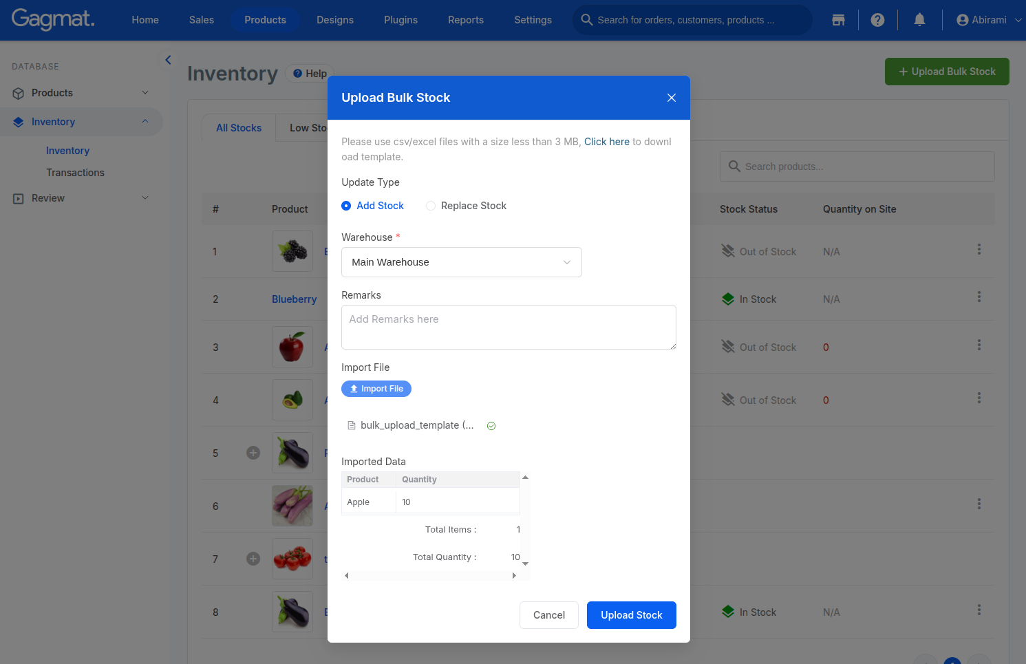 How to bulk update inventory?