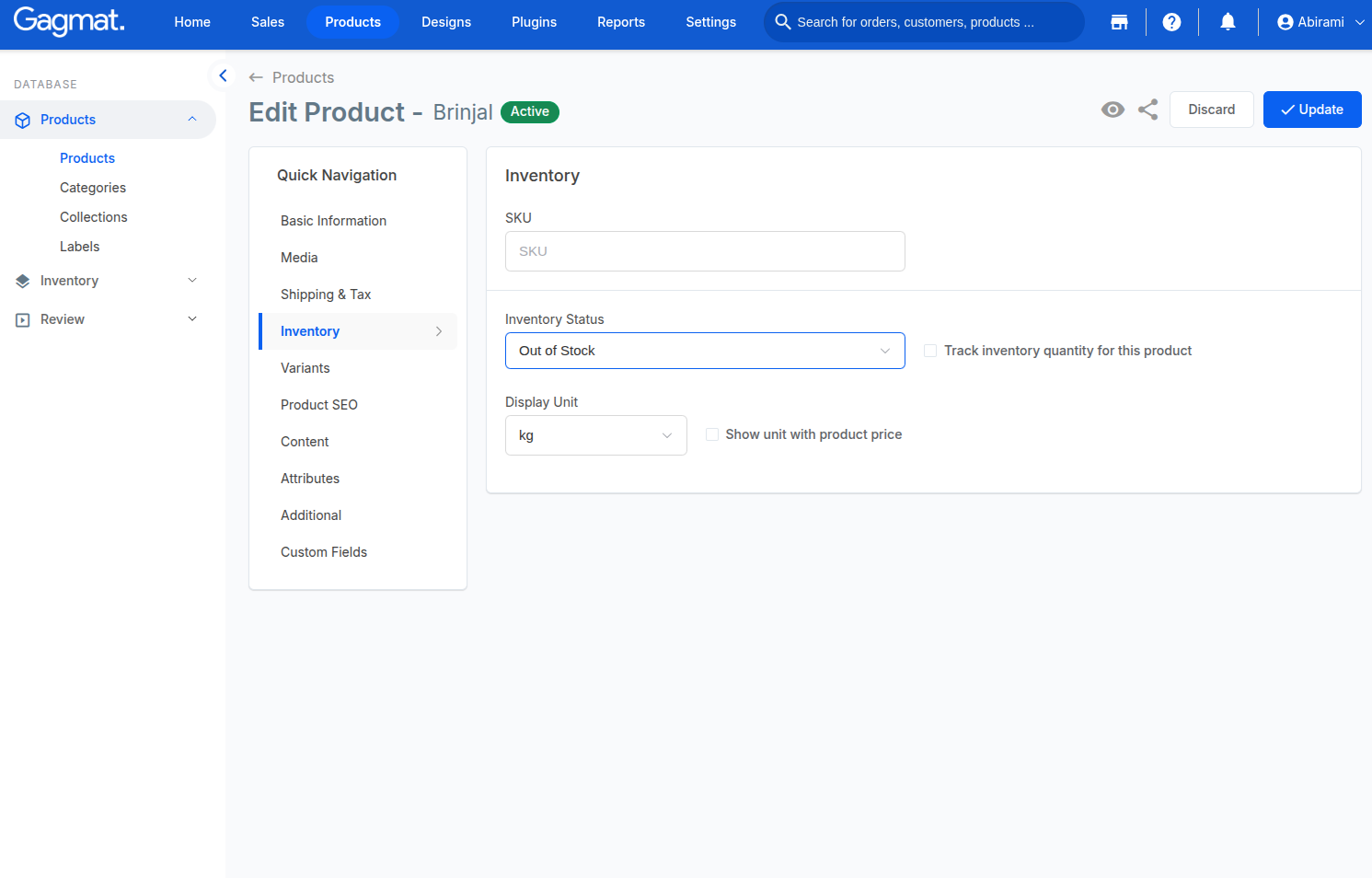 How can I update a product's inventory status?